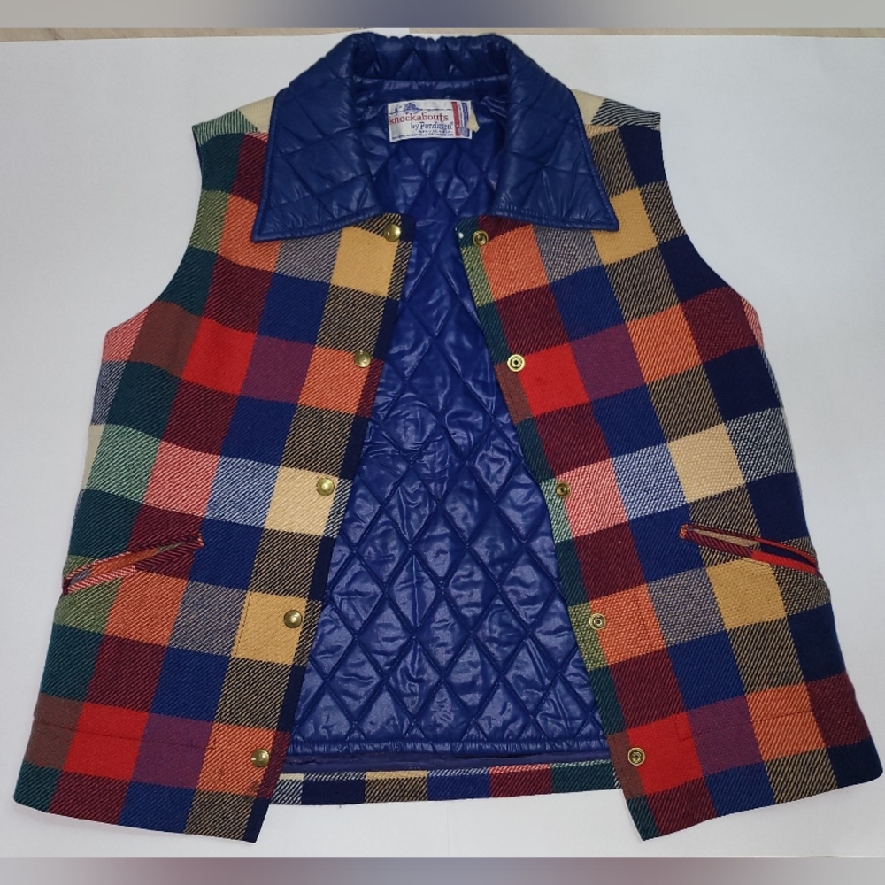 Vintage Pendleton Plaid Vest - 100% Virgin Wool - Picture 5 of 12